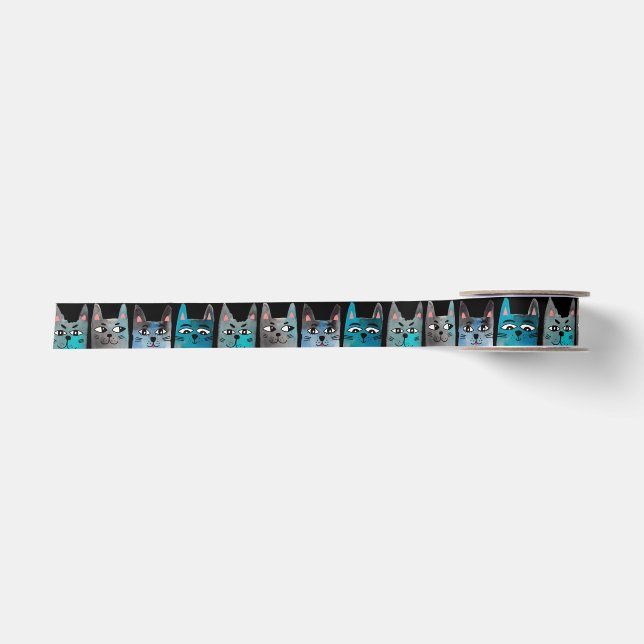Blue cats satin ribbon (Front)