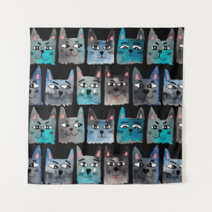 Blue cats tapestry