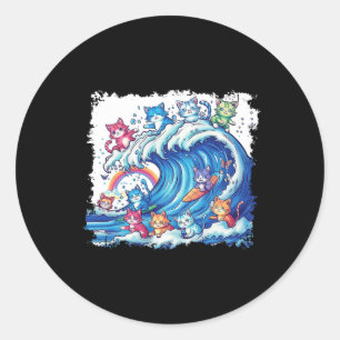 Blue Cats Wave For Kamala Cat Lovers Kamala Harris Classic Round Sticker