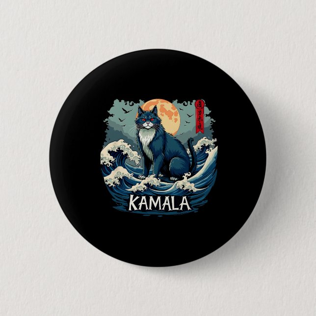Blue Cats Wave For Kamala Funny  6 Cm Round Badge (Front)