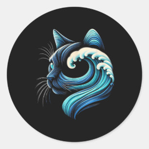 Blue Cats Wave For Kamala Funny Blue Wave Of Cat L Classic Round Sticker