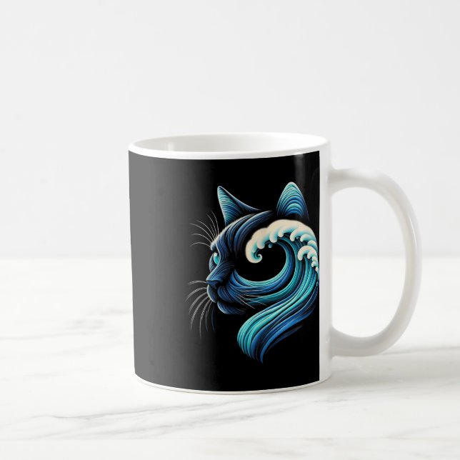 Blue Cats Wave For Kamala Funny Blue Wave Of Cat L Coffee Mug (Right)