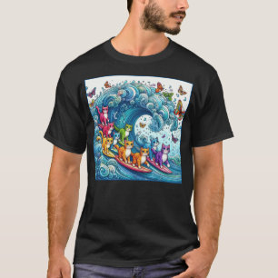 Blue Cats Wave For Kamala Funny Cat Lady New T-Shirt