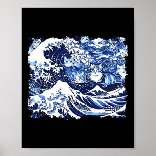 Blue Cats Wave For Kamala Funny Cat Lady Poster