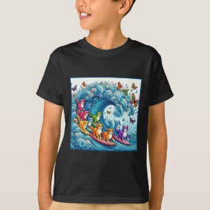 Blue Cats Wave For Kamala Funny Cat Lady T-Shirt