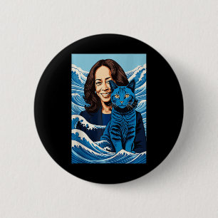 Blue Cats Wave For Kamala Funny Kamala Harris For  6 Cm Round Badge