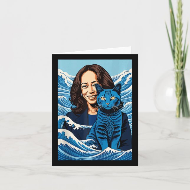 Blue Cats Wave For Kamala Funny Kamala Harris For  Card (Front)