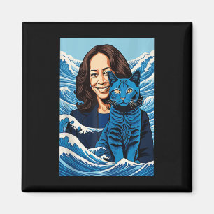 Blue Cats Wave For Kamala Funny Kamala Harris For  Magnet