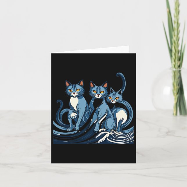 Blue Cats Wave For Kamala Funny Trump Blue Wave Of Card (Front)