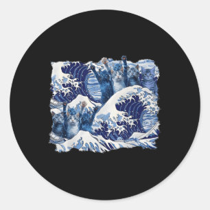 Blue Cats Wave For Kamala Harris Blue Wave Of Cat  Classic Round Sticker