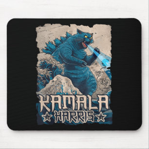 Blue Cats Wave For Kamala Harris Japanese Art Kaij Mouse Mat