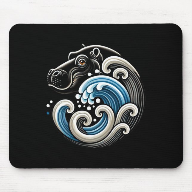 Blue Cats Wave Funny Blue Wave Of Moo Deng Cute Ba Mouse Mat (Front)