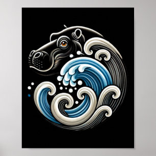 Blue Cats Wave Funny Blue Wave Of Moo Deng Cute Ba Poster