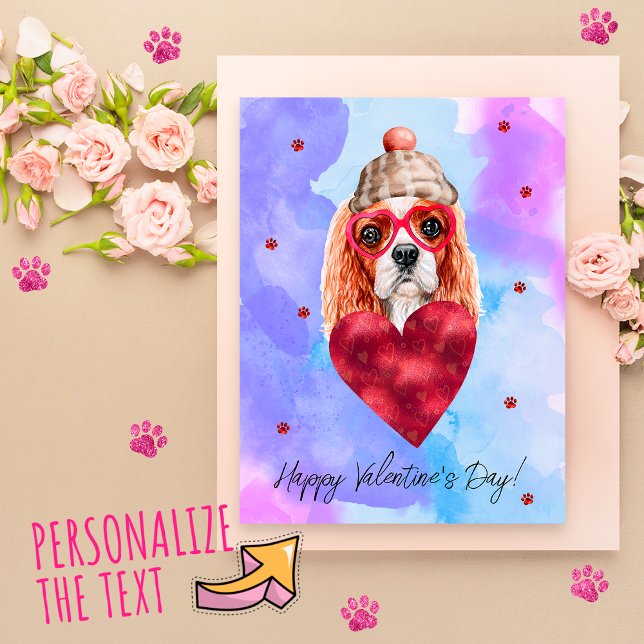 Blue Cavalier Spaniel Valentine's Day Gift Dog Holiday Postcard (Creator Uploaded)