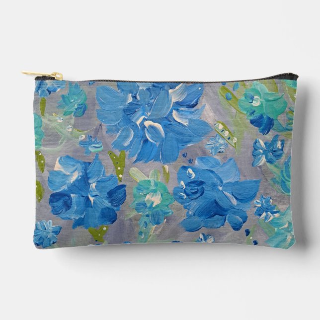 Blue Celebration Floral Accessories Pouch (Front)
