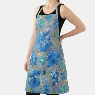 Blue Celebration Floral Apron