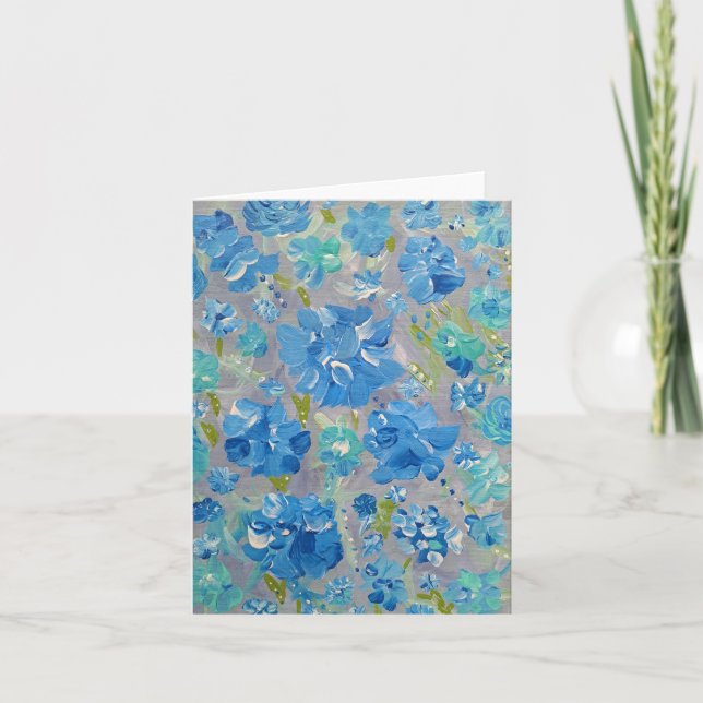 Blue Celebration Floral Note Card (Front)