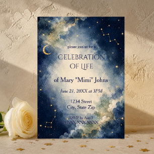 Blue Celestial Celebration of Life Invitation