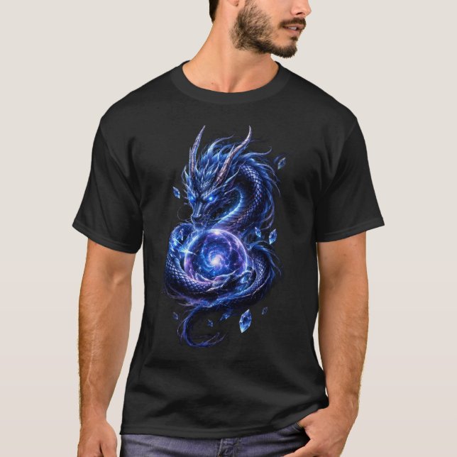 Blue Celestial Dragon T-Shirt | Japanese Fantasy G (Front)