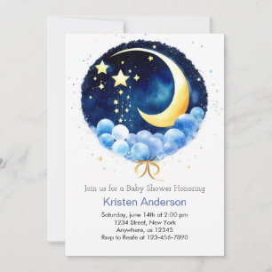 Blue Celestial Dreamland Boy Baby Shower Invitation