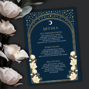 Blue Celestial Elegant Art Nouveau Wedding Details Enclosure Card