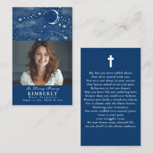 Blue Celestial Funeral Memorial Prayer Photo Card