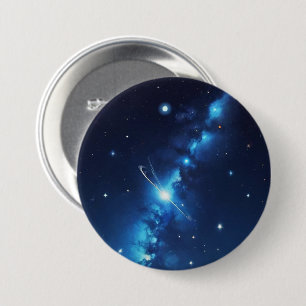 Blue celestial galaxy of stars 7.5 cm round badge