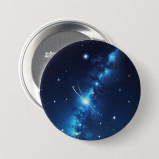 Blue celestial galaxy of stars 7.5 cm round badge