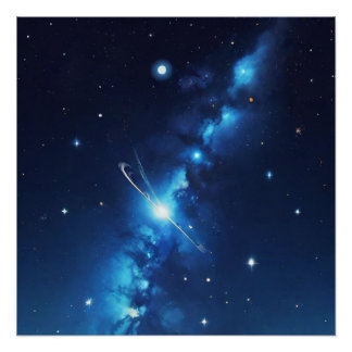 Blue celestial galaxy of stars poster
