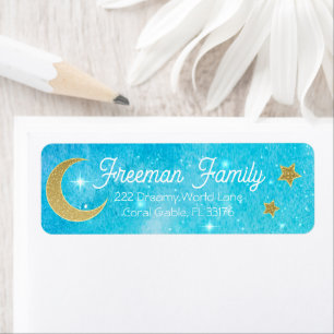 Blue Celestial Moon and Stars Baby Shower Address 
