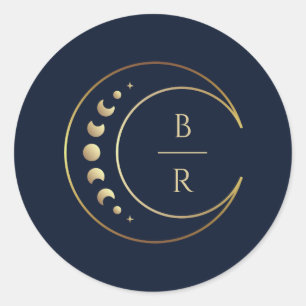 Blue Celestial Wedding Classic Round Sticker