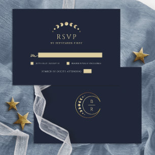 Blue Celestial Wedding RSVP Card