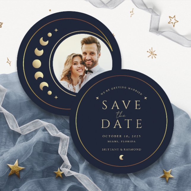 Blue Celestial Wedding Save The Date Card (Creator Uploaded)