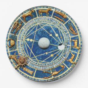 Blue Celestial Zodiac Astrology Party Horoscope Paper Plate
