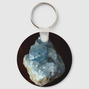 Blue Celestite Crystal Key Ring