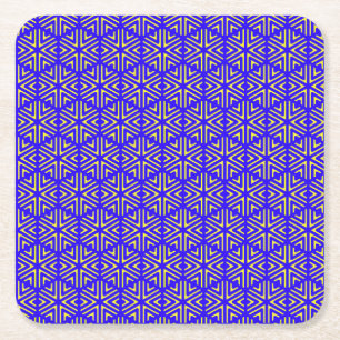 Blue cells square paper coaster