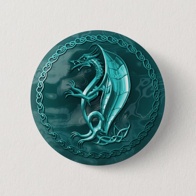 Blue Celtic Dragon Button (Front)
