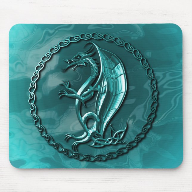 Blue Celtic Dragon Mousepad (Front)