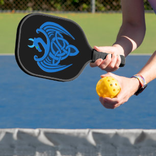 Blue Celtic Dragon Pickleball Paddle
