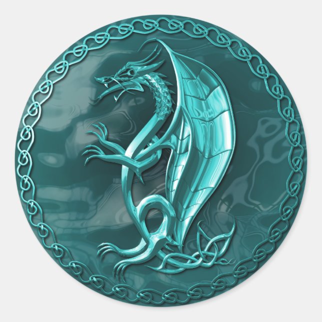 Blue Celtic Dragon Sticker (Front)
