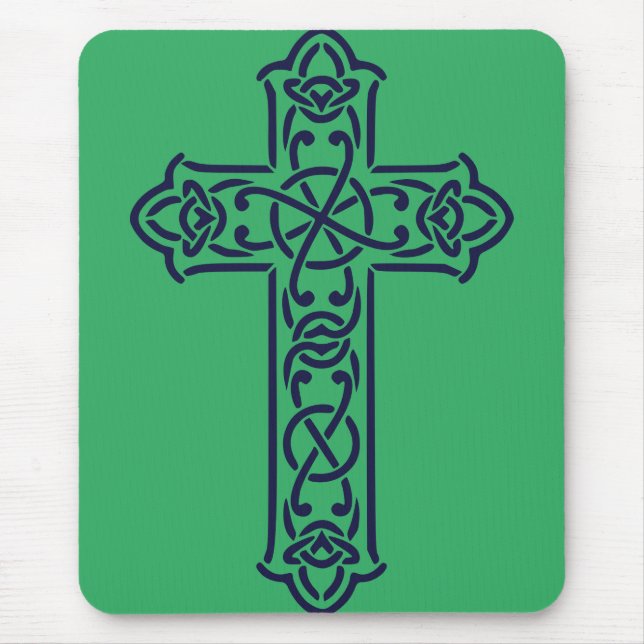Blue Celtic High cross Mouse Mat (Front)