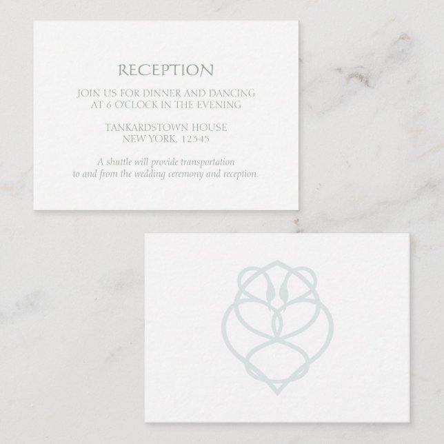 Blue Celtic Irish Swan Love Knot Wedding Reception Enclosure Card (Front/Back)