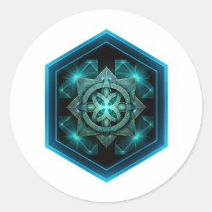 Blue Celtic Knot In A Six Sided Blue Frame Classic Round Sticker