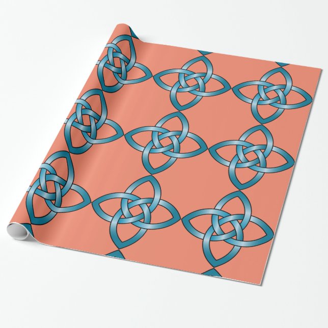 blue celtic knot wrapping paper (Unrolled)