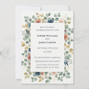 Blue Celtic Thistle Corner Wedding Invitation