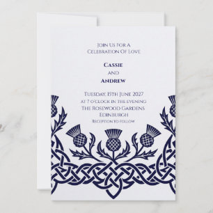 Blue Celtic Thistle Wedding Invitation