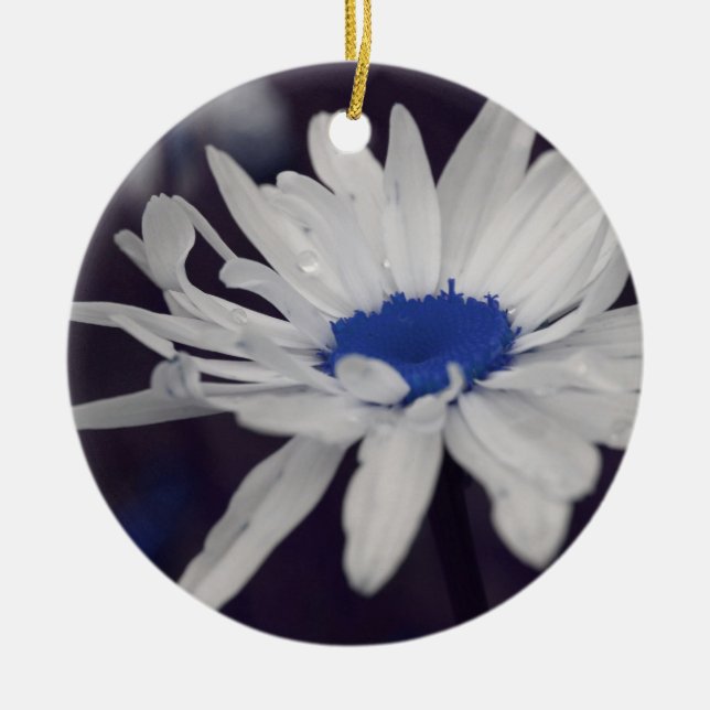 Blue Centre Daisy Flower Ornament (Front)