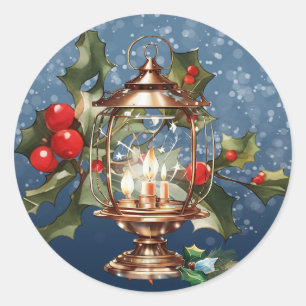 Blue ceramic Christmas ornament Classic Round Sticker