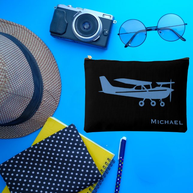 Blue Cessna Aeroplane Pilot Aviation Custom Office Accessory Pouch (For Him)