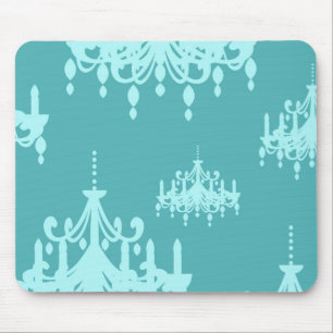 blue chadelier damask on aqua blue mouse mat